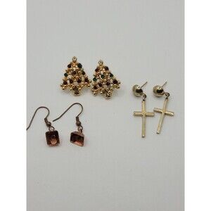 Holiday Christmas Earrings Pierced Lot of Three